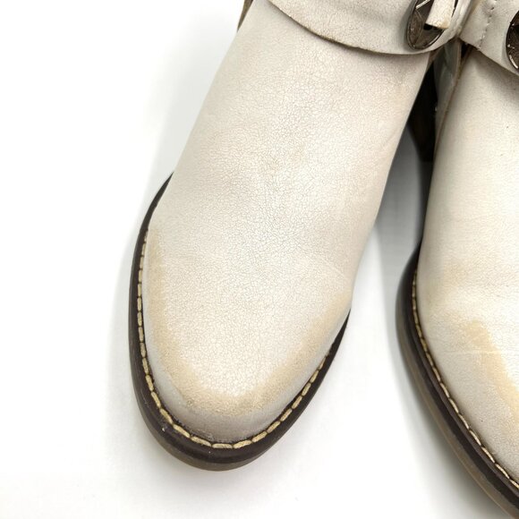Chinese Laundry Womens Size 6.5 Cream Distressed‎ Western Ankle Boots Shoes - Picture 4 of 14